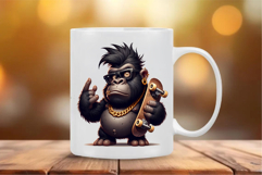 Whimsical cartoon gorillas 02. T-Shirt, PNG. Product Image 4