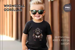 Whimsical cartoon gorillas 03. T-Shirt, PNG. Product Image 7