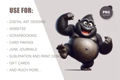 Whimsical cartoon gorillas 03. T-Shirt, PNG. Product Image 8