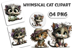 Whimsical Cat Clipart Sublimation Product Image 1