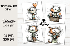 Whimsical Cat Clipart Sublimation Product Image 1