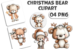 Whimsical Christmas Bear Clipart Sublimation Product Image 1