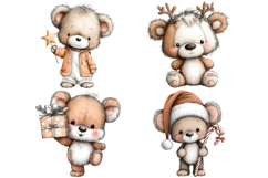 Whimsical Christmas Bear Clipart Sublimation Product Image 2