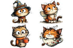 Whimsical Cat Clipart Sublimation Product Image 2