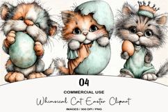 Whimsical Cat Easter Clipart Product Image 1