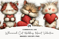 Whimsical Cat Holding Heart Valentine PNG Product Image 1
