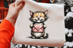 Whimsical Cat Valentine's Day Clipart Product Image 2