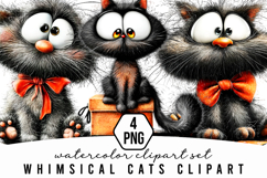 Whimsical Cats Clipart Product Image 1