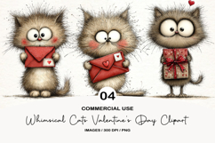 Whimsical Cats Valentine's Day Clipart Product Image 1