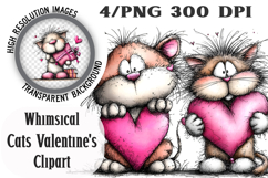 Whimsical Cats Valentine's Day Clipart Product Image 1