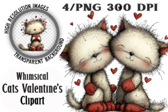 Whimsical Cats Valentine's Day Clipart PNG Product Image 1