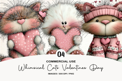 Whimsical Cats Valentines Day Clipart Product Image 1
