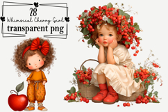 Whimsical Cherry Girl Clipart Watercolor PNG Product Image 1