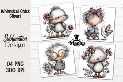 Whimsical Chick Clipart PNG Product Image 1