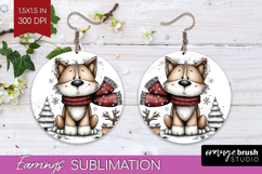 Whimsical Christmas Round Earrings - Cute Animal PNG Product Image 1