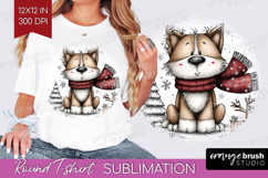 Whimsical Christmas Round Tshirt Background - Cute Animal Product Image 1