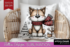 Whimsical Christmas Pillow Sublimation - Cute Animal Pillow Product Image 1