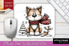 Whimsical Christmas Mouse Pad Sublimation - Cute Animal PNG Product Image 1