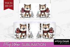 Whimsical Christmas Mug Wrap - Cute Animal Mug PNG Product Image 1