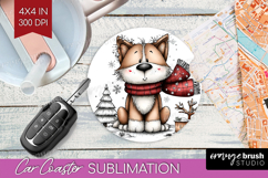 Whimsical Christmas Car Coaster - Cute Animal Coaster PNG Product Image 1
