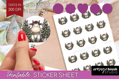 Whimsical Christmas Round Sticker - Cute Animal Printable Product Image 1