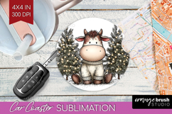 Whimsical Christmas Car Coaster - Cute Animal Coaster PNG Product Image 1