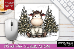 Whimsical Christmas Mouse Pad Sublimation - Cute Animal PNG Product Image 1