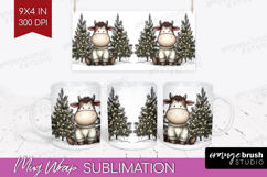Whimsical Christmas Mug Wrap - Cute Animal Mug PNG Product Image 1