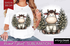 Whimsical Christmas Round Tshirt Background - Cute Animal Product Image 1