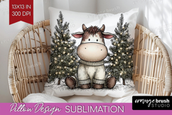 Whimsical Christmas Pillow Sublimation - Cute Animal Pillow Product Image 1