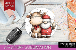 Whimsical Christmas Car Coaster - Cute Animal Coaster PNG Product Image 1