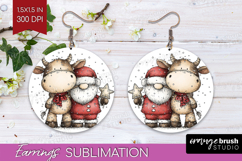 Whimsical Christmas Round Earrings - Cute Animal PNG Product Image 1