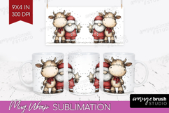 Whimsical Christmas Mug Wrap - Cute Animal Mug PNG Product Image 1