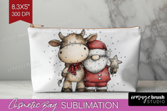 Whimsical Christmas Cosmetic Bag - Cute Animal Makeup Bag Product Image 1