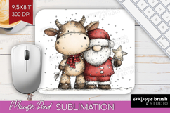 Whimsical Christmas Mouse Pad Sublimation - Cute Animal PNG Product Image 1