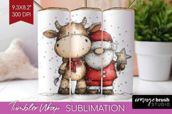 Whimsical Christmas Tumbler Wrap - Cute Animal Tumbler PNG Product Image 1