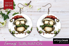 Whimsical Christmas Round Earrings - Cute Animal PNG Product Image 1