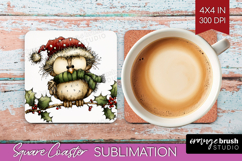 Whimsical Christmas Square Coaster - Cute Animal Coaster PNG Product Image 1