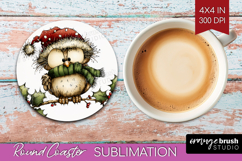 Whimsical Christmas Round Coaster - Cute Animal Coaster PNG Product Image 1