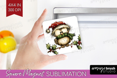 Whimsical Christmas Magnet Sublimation - Cute Animal Square Product Image 1