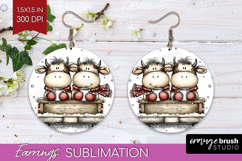 Whimsical Christmas Round Earrings - Cute Animal PNG Product Image 1