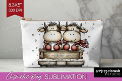 Whimsical Christmas Cosmetic Bag - Cute Animal Makeup Bag Product Image 1
