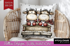 Whimsical Christmas Pillow Sublimation - Cute Animal Pillow Product Image 1