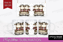 Whimsical Christmas Mug Wrap - Cute Animal Mug PNG Product Image 1