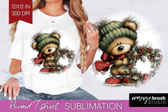 Whimsical Christmas Round Tshirt Background - Cute Animal Product Image 1