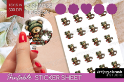 Whimsical Christmas Round Sticker - Cute Animal Printable Product Image 1