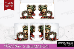 Whimsical Christmas Mug Wrap - Cute Animal Mug PNG Product Image 1