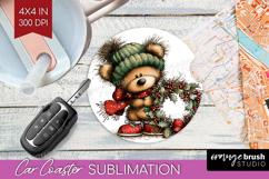 Whimsical Christmas Car Coaster - Cute Animal Coaster PNG Product Image 1
