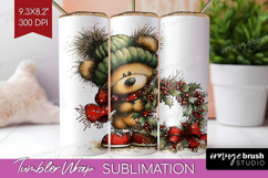 Whimsical Christmas Tumbler Wrap - Cute Animal Tumbler PNG Product Image 1