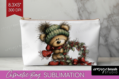 Whimsical Christmas Cosmetic Bag - Cute Animal Makeup Bag Product Image 1